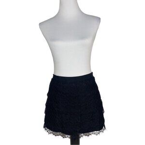 Haute Hippie Women’s Black Tiered Lace Minimalist Mini Skirt Large/W32‎